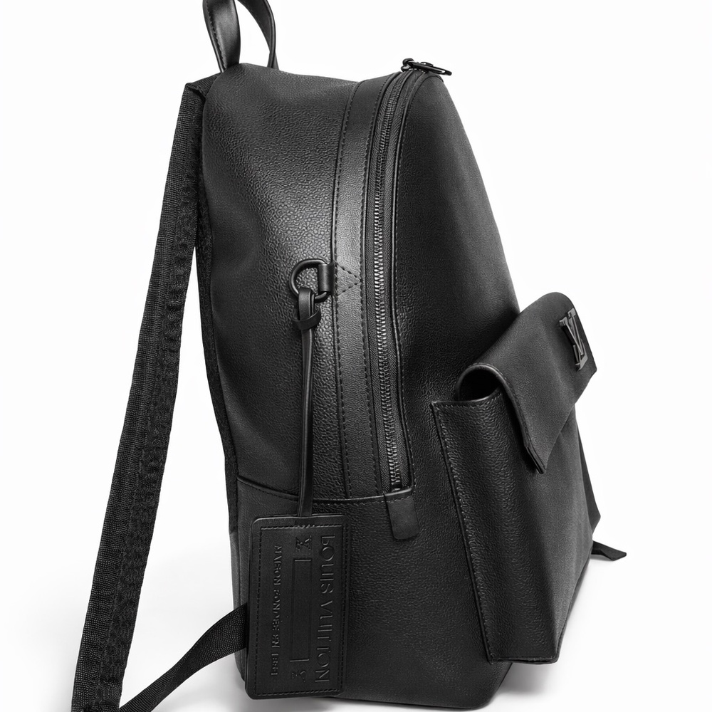 Louis Vuitton Black Leather Backpack for Men